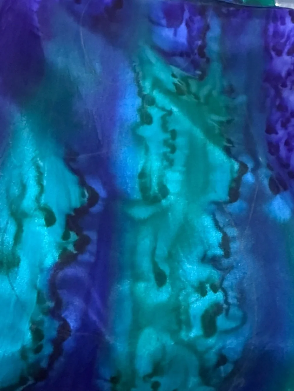Unbranded Vibrant Blue-Green Scarf with Gold Accent. No tags. 60”X11”.